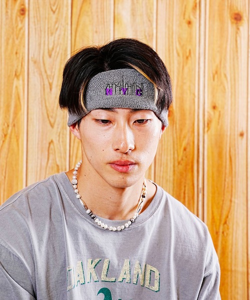 Manhattan Portage(マンハッタンポーテージ)の「Manhattan Portage/マンハッタンポーテージ ヘアバンド HAIR BAND MP204(ヘアバンド・メンズ・ブラック×ホワイト/チャコールグレー×ブラック・FREE)」の1枚目の写真