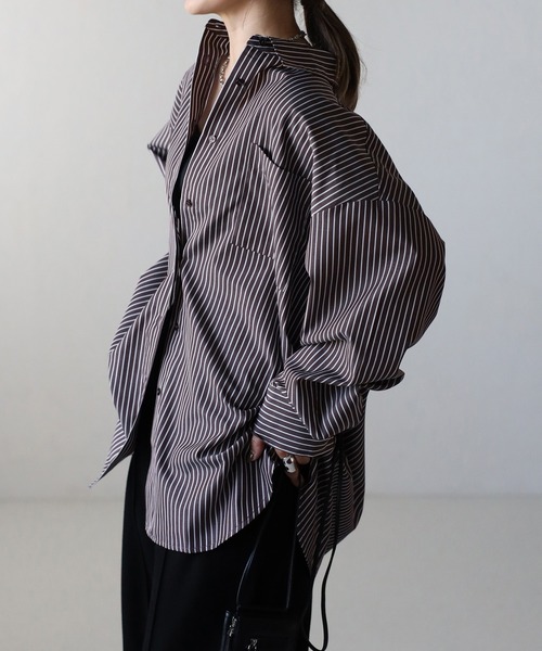 新品未使用　ハローボンジュール　アパルトモン　 ストライプオーバーシャツ　フリー Bonjour Sagan（ボンジュールサガン）の「オーバーサイズストライプ