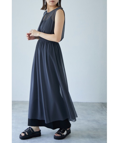 each（イーチ）の「スカートセットチュールワンピース（ワンピース・レディース・ブラック/チャコールグレー・FREE）」の4枚目の写真