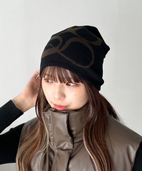 セール】モチーフジャガードビーニー（ニットキャップ/ビーニー