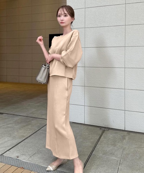 KOBE LETTUCE（コウベレタス）の「[ Aimiさんコラボ ] ランタンスリーブダンボールトップス（スウェット・レディース・ベージュ/ピンク/ブラック/グレイッシュベージュ・M）」の10枚目の写真