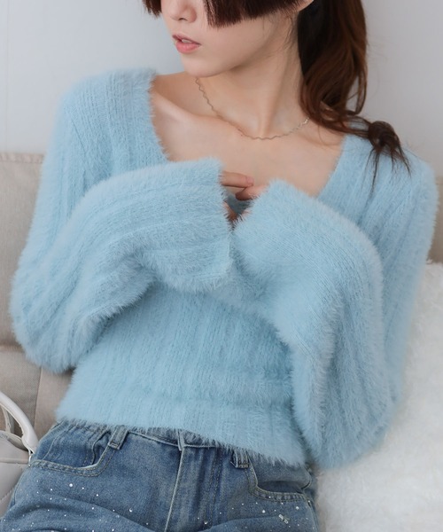 Shaggy knit короткая толстовка, сквиа‑стиль, ночной вариант