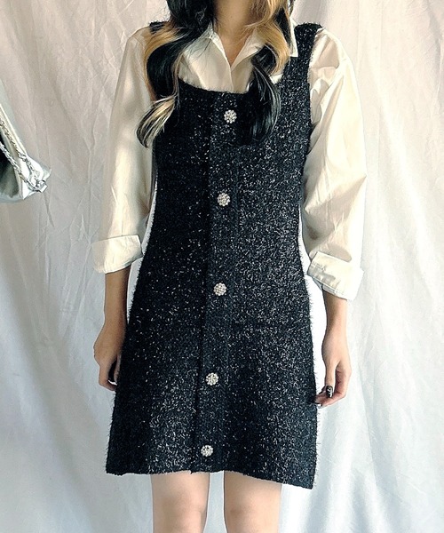 ROOPTOKYO（ループトウキョウ）の「▲グリッタージャンパースカート（ワンピース・レディース・ブラック/レッド・L/S/M）」の15枚目の写真