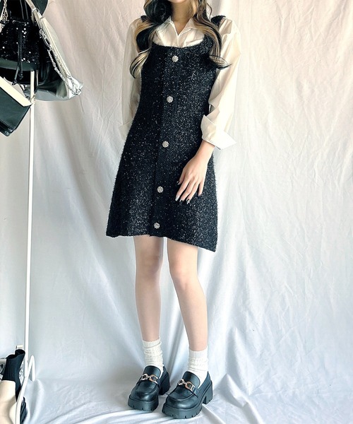 ROOPTOKYO（ループトウキョウ）の「▲グリッタージャンパースカート（ワンピース・レディース・ブラック/レッド・L/S/M）」の16枚目の写真