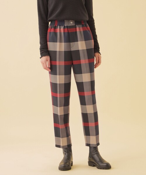 CB CRESTBRIDGE(シービークレストブリッジ)の「クレストブリッジチェックイージーテーパードパンツ(その他パンツ・レディース・ライトベージュ/ダークネイビー・S/M)」の1枚目の写真