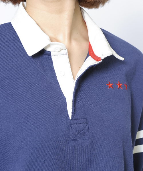 X-girl(エックスガール)の「RUGBY SHIRT DRESS(ワンピース・レディース・ブラック/ネイビー・1/2)」の7枚目の写真