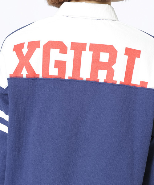X-girl(エックスガール)の「RUGBY SHIRT DRESS(ワンピース・レディース・ブラック/ネイビー・1/2)」の10枚目の写真