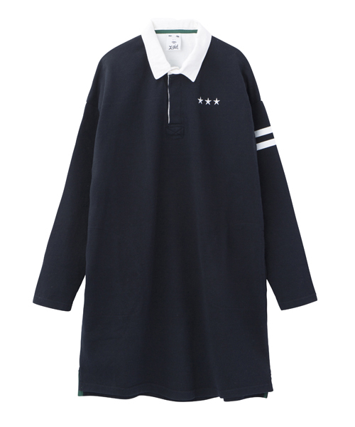 X-girl(エックスガール)の「RUGBY SHIRT DRESS(ワンピース・レディース・ブラック/ネイビー・1/2)」の11枚目の写真