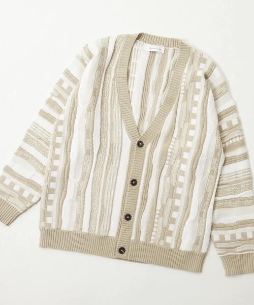 MEN'S MELROSE(メンズメルローズ)の「【MASTER FRAME/マスターフレーム】クージー柄ニットカーディガン(カーディガン/ボレロ・メンズ・ネイビー/ベージュ・3/4)」の10枚目の写真