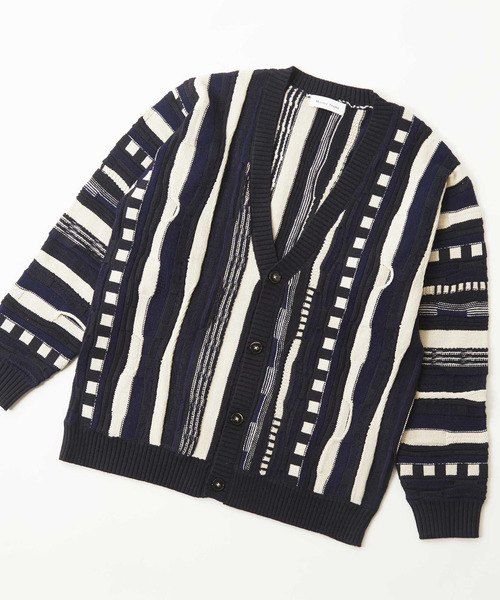 MEN'S MELROSE(メンズメルローズ)の「【MASTER FRAME/マスターフレーム】クージー柄ニットカーディガン(カーディガン/ボレロ・メンズ・ネイビー/ベージュ・3/4)」の12枚目の写真