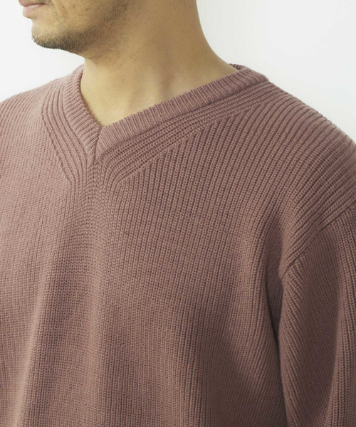 MEN'S MELROSE(メンズメルローズ)の「洗える ストレッチ畦Vネックセーター(ニット/セーター・メンズ・ブルーグレー/ピンク/ライトグレー・4/3)」の4枚目の写真