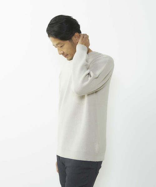 MEN'S MELROSE(メンズメルローズ)の「洗える ストレッチ畦Vネックセーター(ニット/セーター・メンズ・ブルーグレー/ピンク/ライトグレー・4/3)」の14枚目の写真