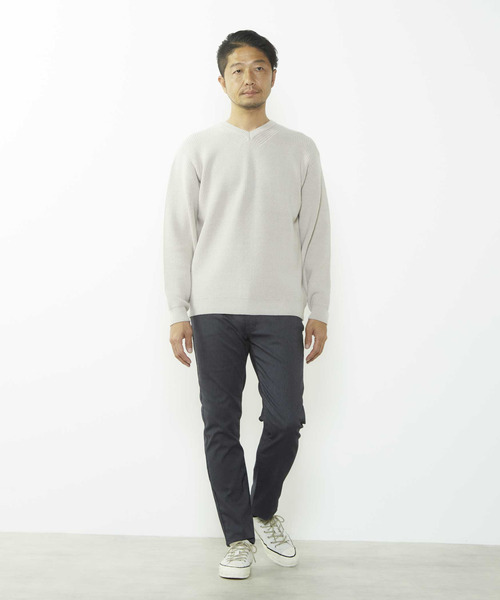MEN'S MELROSE(メンズメルローズ)の「洗える ストレッチ畦Vネックセーター(ニット/セーター・メンズ・ブルーグレー/ピンク/ライトグレー・4/3)」の15枚目の写真