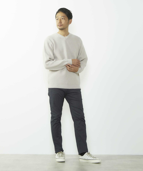 MEN'S MELROSE(メンズメルローズ)の「洗える ストレッチ畦Vネックセーター(ニット/セーター・メンズ・ブルーグレー/ピンク/ライトグレー・4/3)」の16枚目の写真