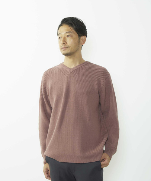 MEN'S MELROSE(メンズメルローズ)の「洗える ストレッチ畦Vネックセーター(ニット/セーター・メンズ・ブルーグレー/ピンク/ライトグレー・4/3)」の17枚目の写真