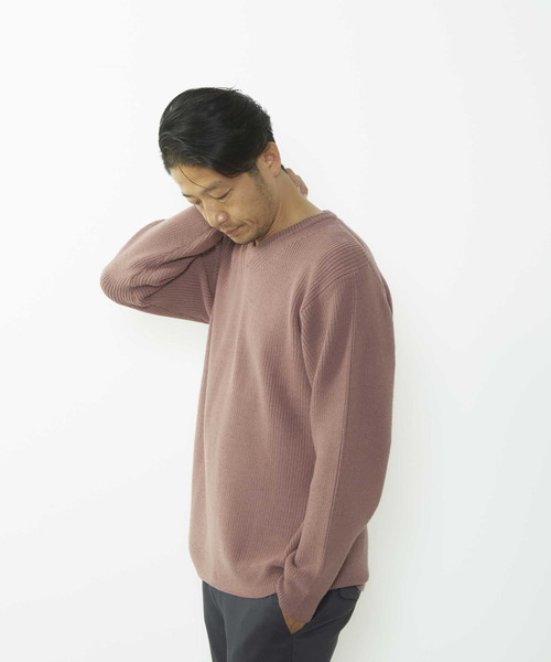 MEN'S MELROSE(メンズメルローズ)の「洗える ストレッチ畦Vネックセーター(ニット/セーター・メンズ・ブルーグレー/ピンク/ライトグレー・4/3)」の18枚目の写真