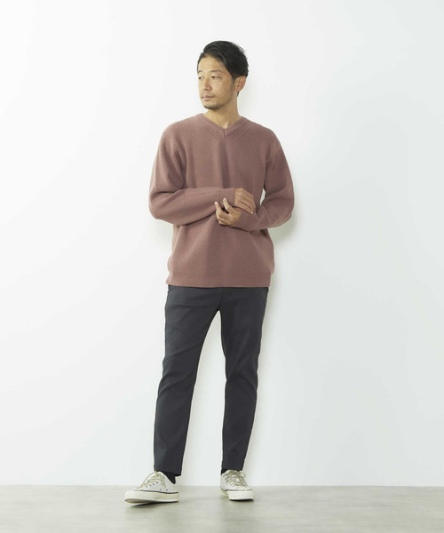 MEN'S MELROSE(メンズメルローズ)の「洗える ストレッチ畦Vネックセーター(ニット/セーター・メンズ・ブルーグレー/ピンク/ライトグレー・4/3)」の19枚目の写真