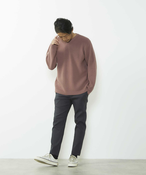 MEN'S MELROSE(メンズメルローズ)の「洗える ストレッチ畦Vネックセーター(ニット/セーター・メンズ・ブルーグレー/ピンク/ライトグレー・4/3)」の20枚目の写真