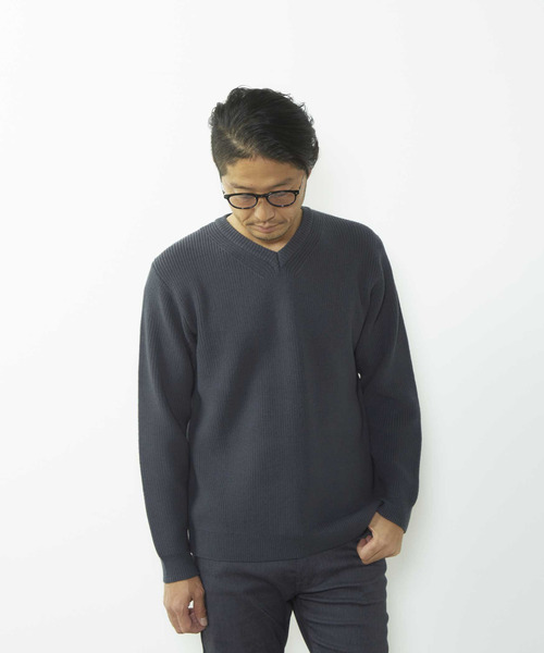MEN'S MELROSE(メンズメルローズ)の「洗える ストレッチ畦Vネックセーター(ニット/セーター・メンズ・ブルーグレー/ピンク/ライトグレー・4/3)」の21枚目の写真