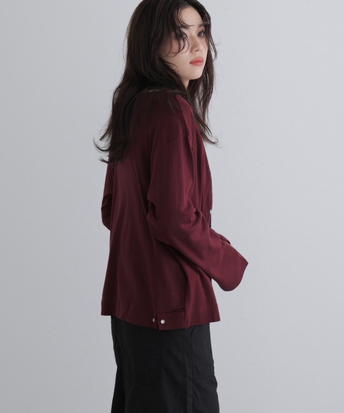 ElegChic(エレグシック)の「パール ボタンカーディガン(Tシャツ/カットソー・レディース・杢グレー/カーキ/ブラック/チャコールグレー/バーガンディー・M/4L/XL)」の10枚目の写真
