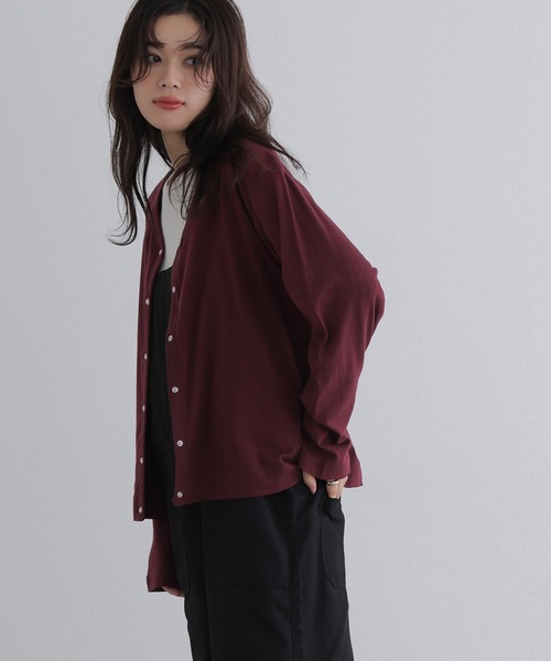 ElegChic(エレグシック)の「パール ボタンカーディガン(Tシャツ/カットソー・レディース・杢グレー/カーキ/ブラック/チャコールグレー/バーガンディー・M/4L/XL)」の12枚目の写真