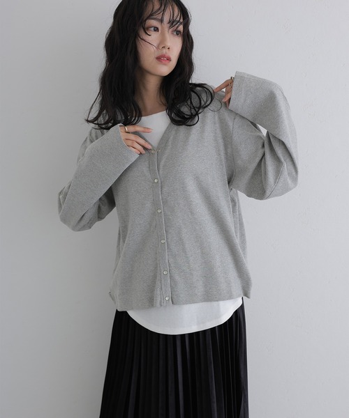 ElegChic(エレグシック)の「パール ボタンカーディガン(Tシャツ/カットソー・レディース・杢グレー/カーキ/ブラック/チャコールグレー/バーガンディー・M/4L/XL)」の14枚目の写真