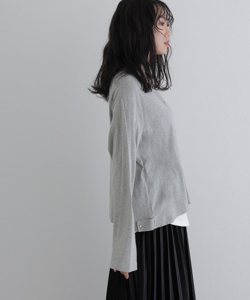 ElegChic(エレグシック)の「パール ボタンカーディガン(Tシャツ/カットソー・レディース・杢グレー/カーキ/ブラック/チャコールグレー/バーガンディー・M/4L/XL)」の16枚目の写真