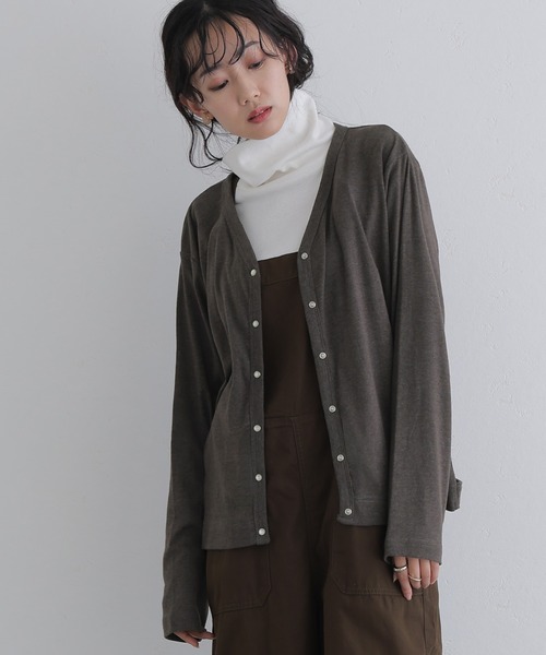ElegChic(エレグシック)の「パール ボタンカーディガン(Tシャツ/カットソー・レディース・杢グレー/カーキ/ブラック/チャコールグレー/バーガンディー・M/4L/XL)」の22枚目の写真