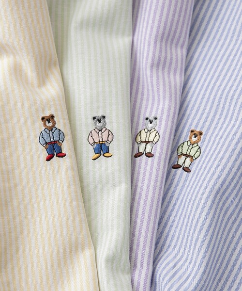 coen(コーエン)の「ワンポイントベア刺繍OXBDストライプシャツ(シャツ/ブラウス・メンズ・ライトブルー/ライム/イエロー/ライラック・M/L/XL)」の5枚目の写真