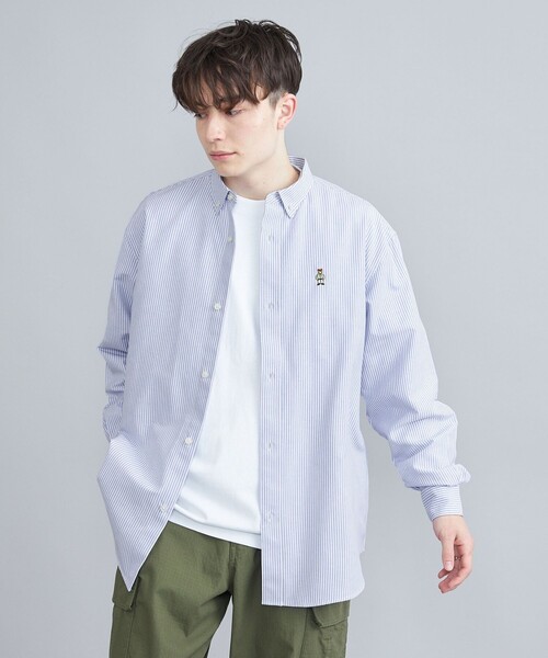 coen(コーエン)の「ワンポイントベア刺繍OXBDストライプシャツ(シャツ/ブラウス・メンズ・ライトブルー/ライム/イエロー/ライラック・M/L/XL)」の6枚目の写真