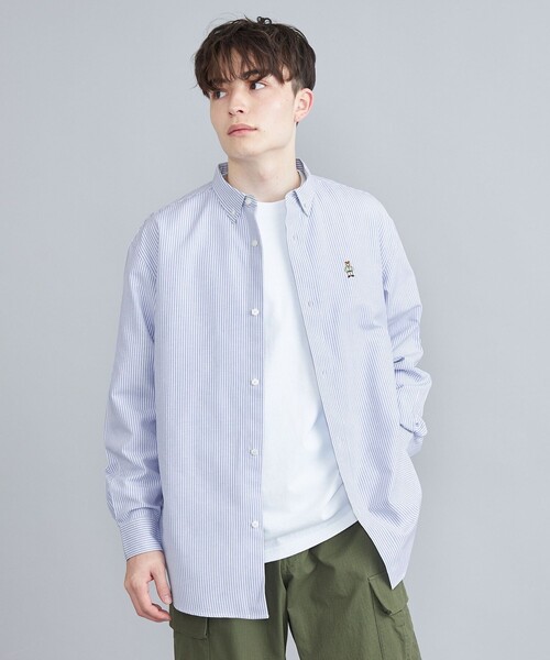 coen(コーエン)の「ワンポイントベア刺繍OXBDストライプシャツ(シャツ/ブラウス・メンズ・ライトブルー/ライム/イエロー/ライラック・M/L/XL)」の7枚目の写真