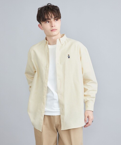 coen(コーエン)の「ワンポイントベア刺繍OXBDストライプシャツ(シャツ/ブラウス・メンズ・ライトブルー/ライム/イエロー/ライラック・M/L/XL)」の14枚目の写真