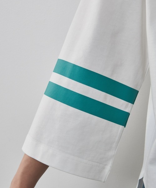 CHIC STYLE(シックスタイル)の「<大きいサイズ>綿100%7分袖フットボールTシャツ シックスタイル(Tシャツ/カットソー・レディース・チャコール/ベージュ/オフホワイト・LL/L/5L/4L/3L)」の21枚目の写真
