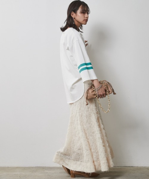 CHIC STYLE(シックスタイル)の「<大きいサイズ>綿100%7分袖フットボールTシャツ シックスタイル(Tシャツ/カットソー・レディース・チャコール/ベージュ/オフホワイト・LL/L/5L/4L/3L)」の14枚目の写真