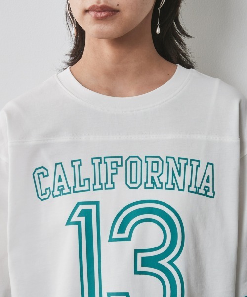 CHIC STYLE(シックスタイル)の「<大きいサイズ>綿100%7分袖フットボールTシャツ シックスタイル(Tシャツ/カットソー・レディース・チャコール/ベージュ/オフホワイト・LL/L/5L/4L/3L)」の7枚目の写真