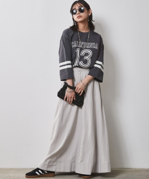 CHIC STYLE(シックスタイル)の「<大きいサイズ>綿100%7分袖フットボールTシャツ シックスタイル(Tシャツ/カットソー・レディース・チャコール/ベージュ/オフホワイト・LL/L/5L/4L/3L)」の17枚目の写真