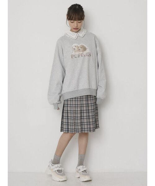 merry jenny（メリージェニー）の「checkミディプリーツスカート（スカート・レディース・ブラウン/ベージュ/ブラック・FREE）」の6枚目の写真