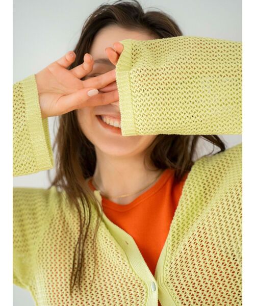 Ungrid（アングリッド）の「メッシュショートニットカーデ（カーディガン/ボレロ・レディース・グリーン系その他/オフホワイト/ブラック・FREE）」の11枚目の写真