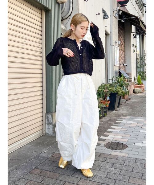 Ungrid（アングリッド）の「メッシュショートニットカーデ（カーディガン/ボレロ・レディース・グリーン系その他/オフホワイト/ブラック・FREE）」の16枚目の写真