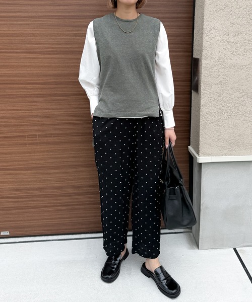 audrey and john wad(オードリーアンドジョンワッド)の「ニットベスト+長袖TシャツSET -手洗い可-(ニット/セーター・レディース・ダークグリーン/ダークオレンジ/アイボリー・FREE)」の11枚目の写真
