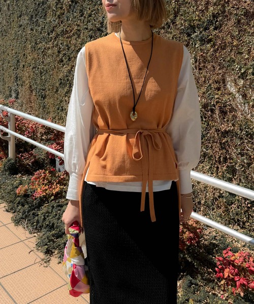 audrey and john wad(オードリーアンドジョンワッド)の「ニットベスト+長袖TシャツSET -手洗い可-(ニット/セーター・レディース・ダークグリーン/ダークオレンジ/アイボリー・FREE)」の18枚目の写真