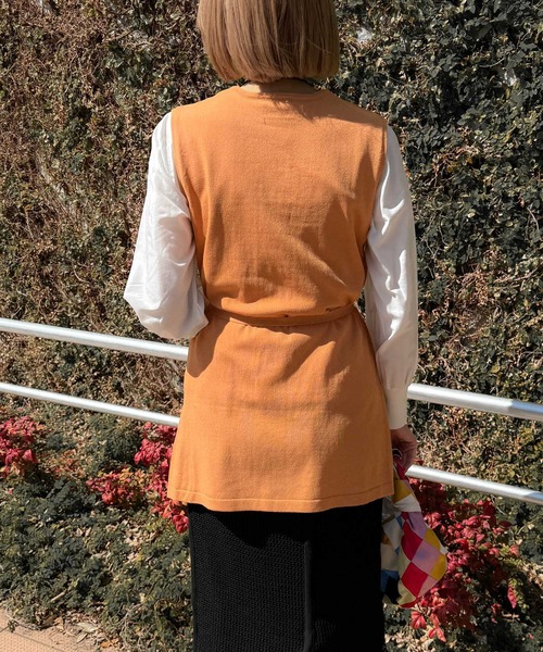 audrey and john wad(オードリーアンドジョンワッド)の「ニットベスト+長袖TシャツSET -手洗い可-(ニット/セーター・レディース・ダークグリーン/ダークオレンジ/アイボリー・FREE)」の12枚目の写真