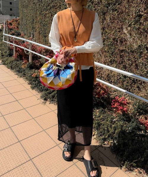 audrey and john wad(オードリーアンドジョンワッド)の「ニットベスト+長袖TシャツSET -手洗い可-(ニット/セーター・レディース・ダークグリーン/ダークオレンジ/アイボリー・FREE)」の15枚目の写真