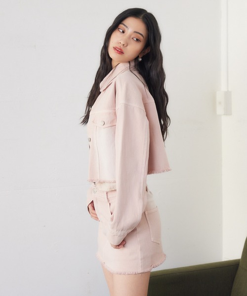 ENVYM（アンビー）の「カットオフデニムジャケット（デニムジャケット・レディース・ブルー/ブラック/ピンク・FREE）」の13枚目の写真