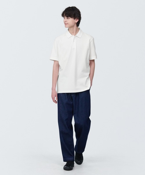 無印良品(ムジルシリョウヒン)の「紳士 洗いざらし鹿の子編み半袖ポロシャツ(ポロシャツ・メンズ・レッド/ホワイト/ネイビー系/ダークグリーン/グレー/ブラック・XL/L/M/S)」の7枚目の写真