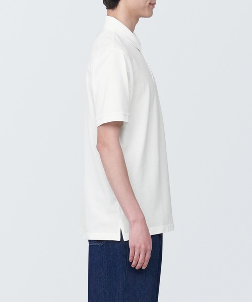 無印良品(ムジルシリョウヒン)の「紳士 洗いざらし鹿の子編み半袖ポロシャツ(ポロシャツ・メンズ・レッド/ホワイト/ネイビー系/ダークグリーン/グレー/ブラック・XL/L/M/S)」の8枚目の写真