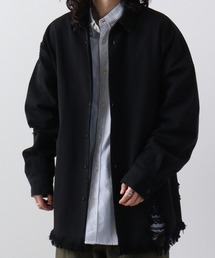 RE730（アールイーセブンサーティー）の「Ripped long sleeve work shirt / ダメージ加工 長袖ワークシャツ（シャツ/ブラウス・メンズ）」