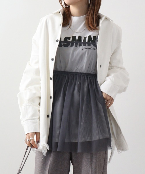 RE730(アールイーセブンサーティー)の「Ripped long sleeve work shirt / ダメージ加工 長袖ワークシャツ(シャツ/ブラウス・メンズ・ブラック系/ブラック系1/ホワイト・M/L)」の9枚目の写真
