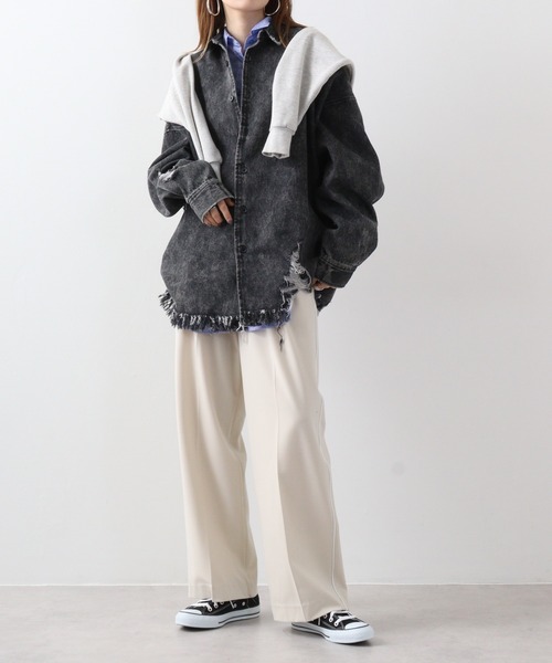 RE730(アールイーセブンサーティー)の「Ripped long sleeve work shirt / ダメージ加工 長袖ワークシャツ(シャツ/ブラウス・メンズ・ブラック系/ブラック系1/ホワイト・M/L)」の21枚目の写真