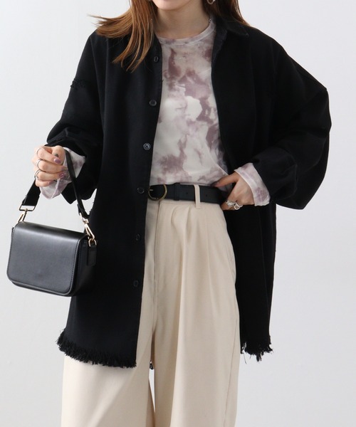 RE730(アールイーセブンサーティー)の「Ripped long sleeve work shirt / ダメージ加工 長袖ワークシャツ(シャツ/ブラウス・メンズ・ブラック系/ブラック系1/ホワイト・M/L)」の15枚目の写真